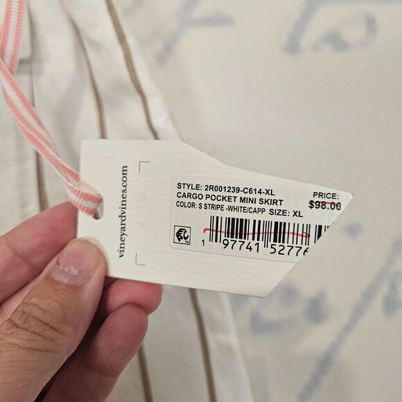 NWT Vineyard Vines Cargo Pocket Mini Skirt Striped Size XL Linen Blend - Picture 3 of 8